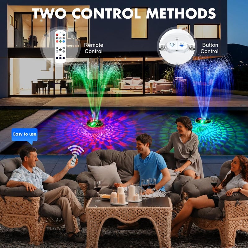 ChlorStar Upgraded Pool Fountain with Remote, Floating Pool Fountain with Lights, Above Ground Pool Water Fountains with Anchor, Swimming Pool Fountains for Inground Pool-1PC (White) - Image 3